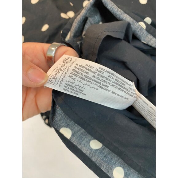 Abercrombie & Fitch Tie Front Top Black White Size XS Polka Dot Short Sleeve - Picture 8 of 8